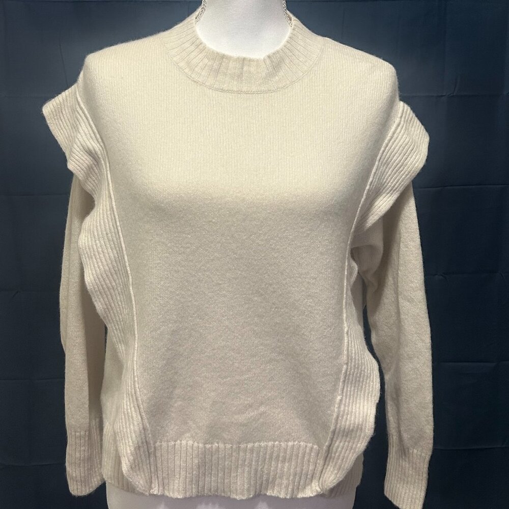 BCBG MaxAzria ruffled cream sweater,  XS